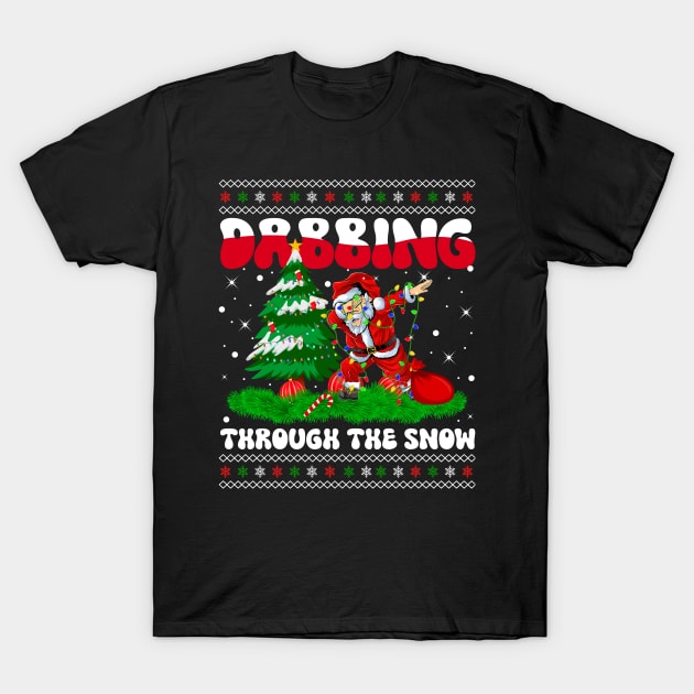 Dabbing Through The Snow Santa Christmas Lights Dabbing Santa T-Shirt by wonderws